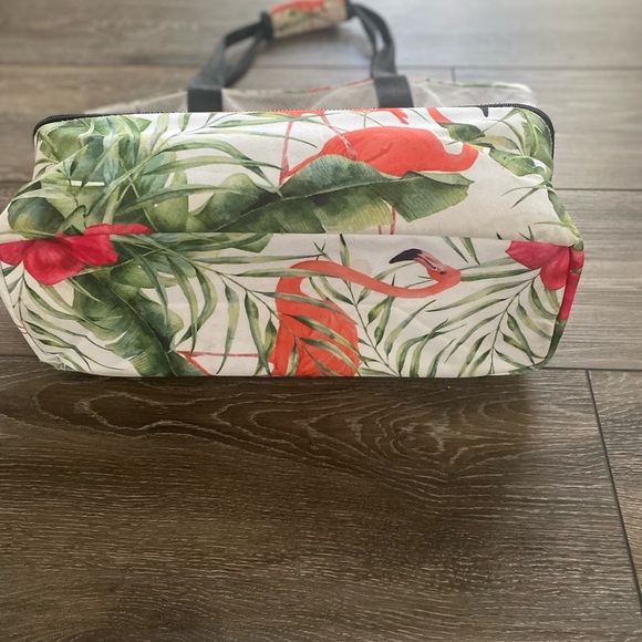 Beach Bag Tote,2 in 1 Insulated Folding Beach Bags - tropical flamingo 🦩 - Picture 9 of 12